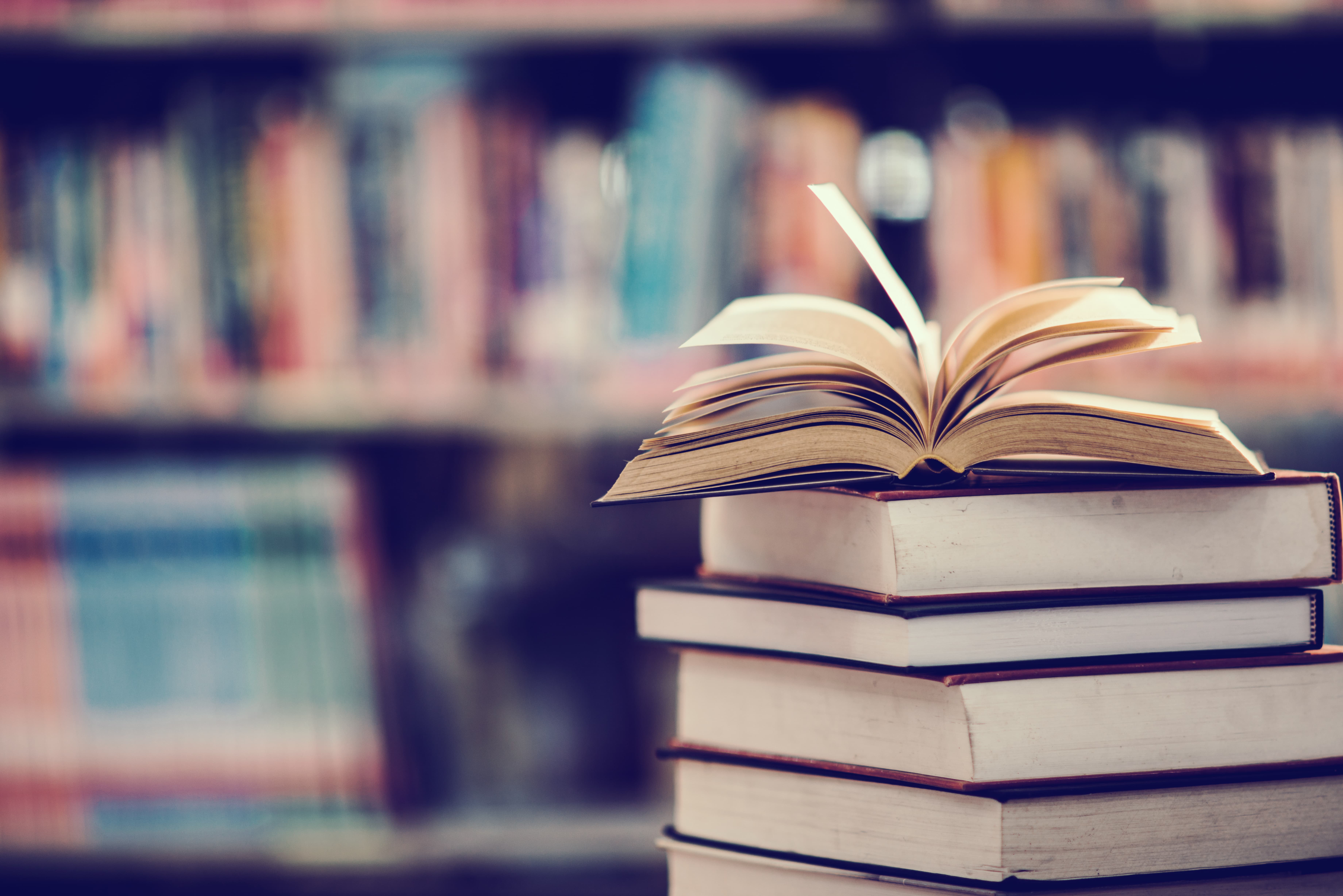 Open book in a library